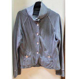 PRANA Parissa Terry Knit Gray Button Front Jacket - Women's size XL